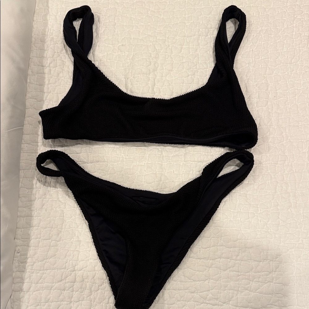 Daily Drills Black Textured Bikini